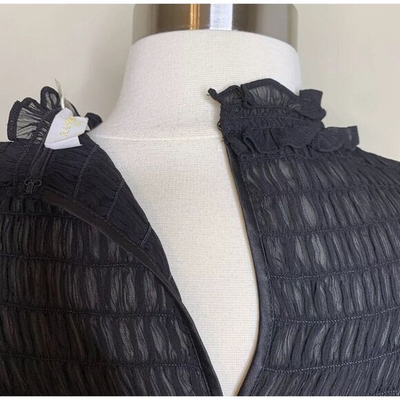 NEW Ramy Brook XS Black Josephine Top Extra Small Sheer Smocked Blouse Boho - Picture 16 of 16